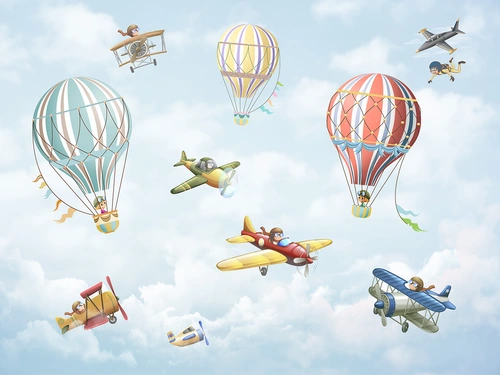 дети, HD, воздушные шары, самолеты, детские, для мальчика, синие, голубые, желтые, красные